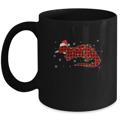 Red Plaid Otter Christmas Lights Santa Hat Pajamas Mug | siriusteestore