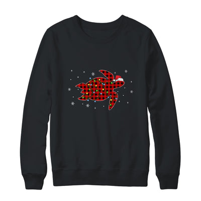 Red Plaid Turtle Christmas Lights Santa Hat Pajamas Shirt & Sweatshirt | siriusteestore