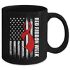 Red Ribbon Week American Flag Vintage Distressed Mug | siriusteestore