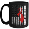 Red Ribbon Week American Flag Vintage Distressed Mug | siriusteestore