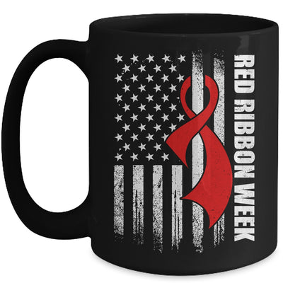 Red Ribbon Week American Flag Vintage Distressed Mug | siriusteestore