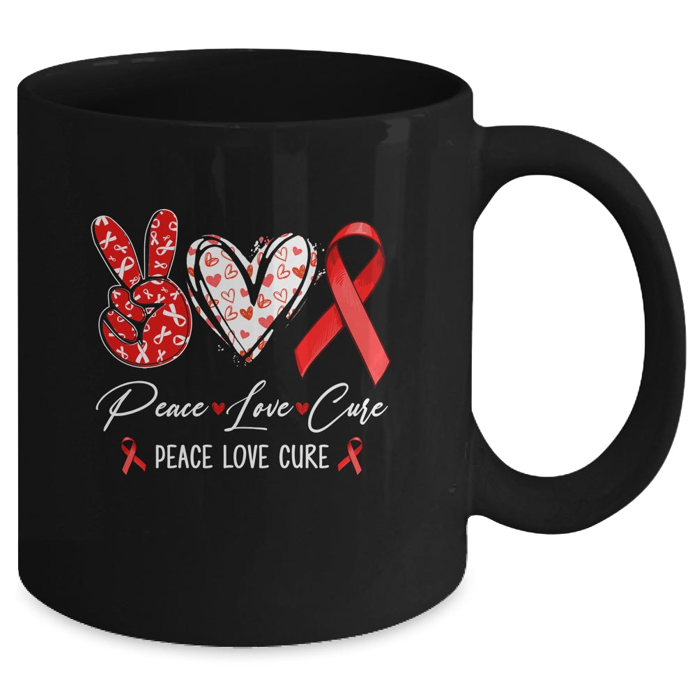 Red Ribbon Week Awareness Wear Red Peace Love Cure Support Mug | siriusteestore