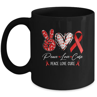Red Ribbon Week Awareness Wear Red Peace Love Cure Support Mug | siriusteestore