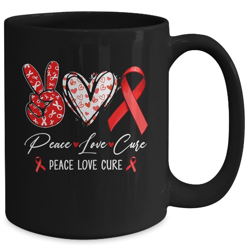 Red Ribbon Week Awareness Wear Red Peace Love Cure Support Mug | siriusteestore