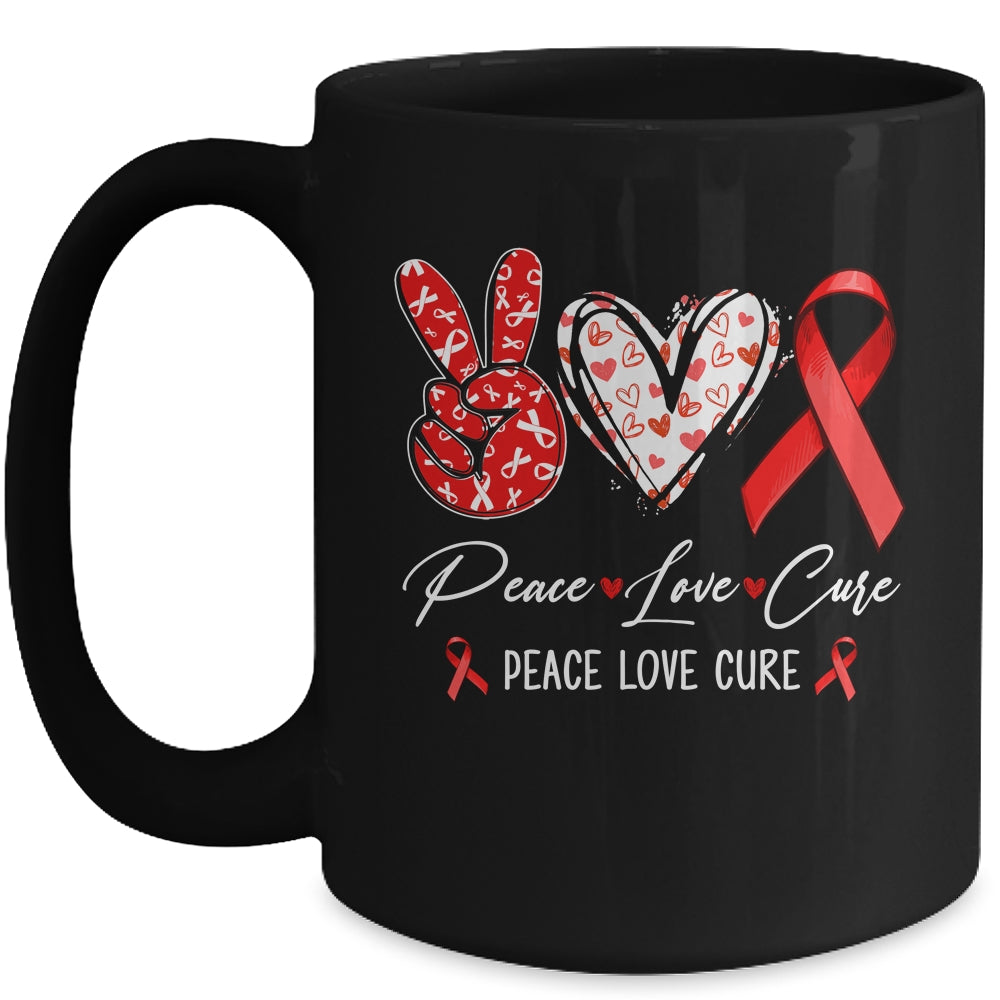 Red Ribbon Week Awareness Wear Red Peace Love Cure Support Mug | siriusteestore
