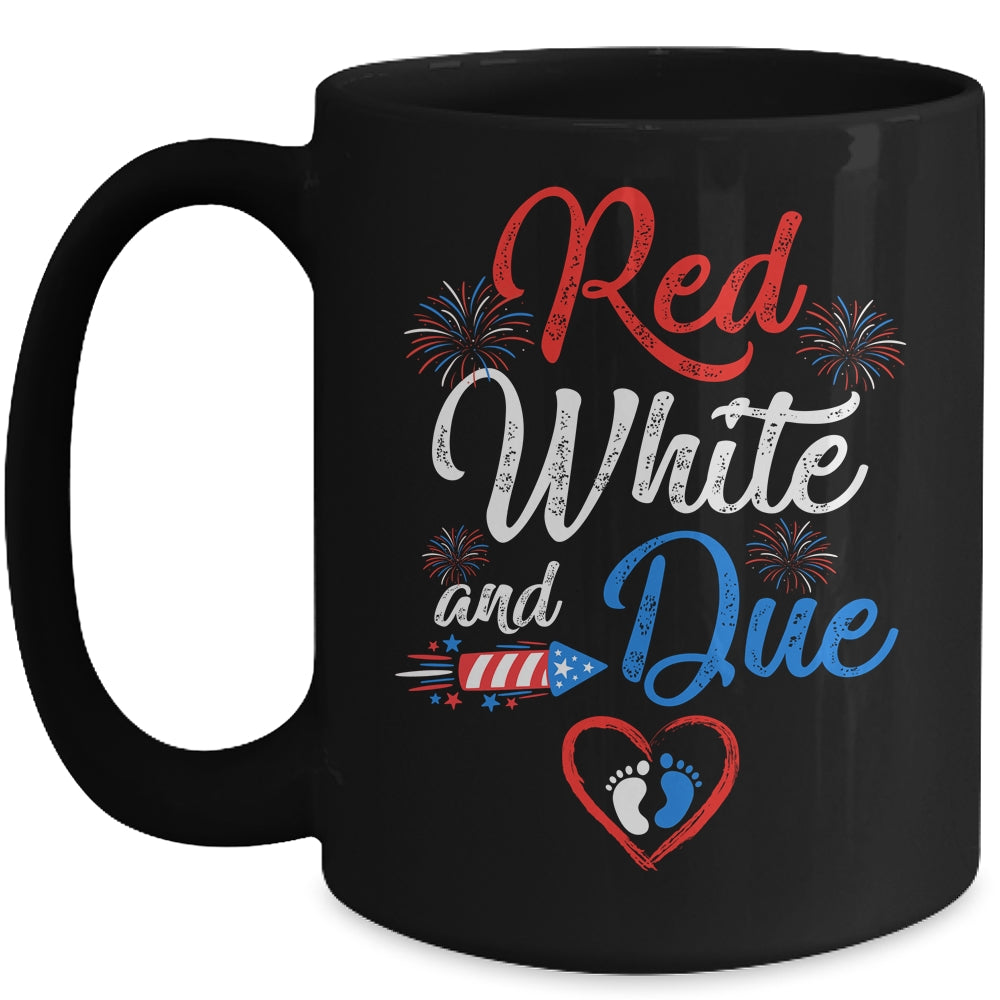 Red White And Due 4th Of July Pregnancy Independence Day Mug | siriusteestore