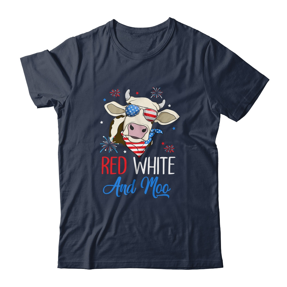 Red White And Moo Cow USA Flag 4th Of July Shirt & Tank Top | siriusteestore