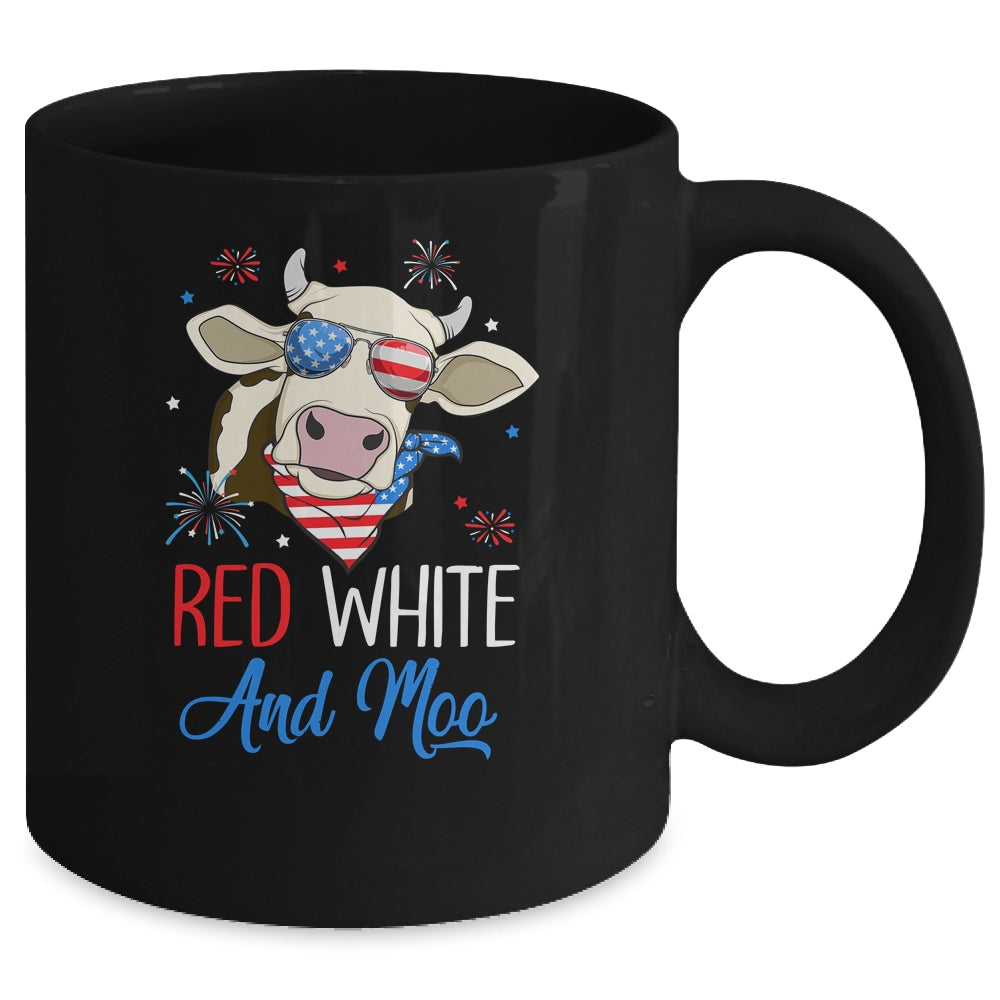 Red White And Moo Cow USA Flag 4th Of July Mug | siriusteestore