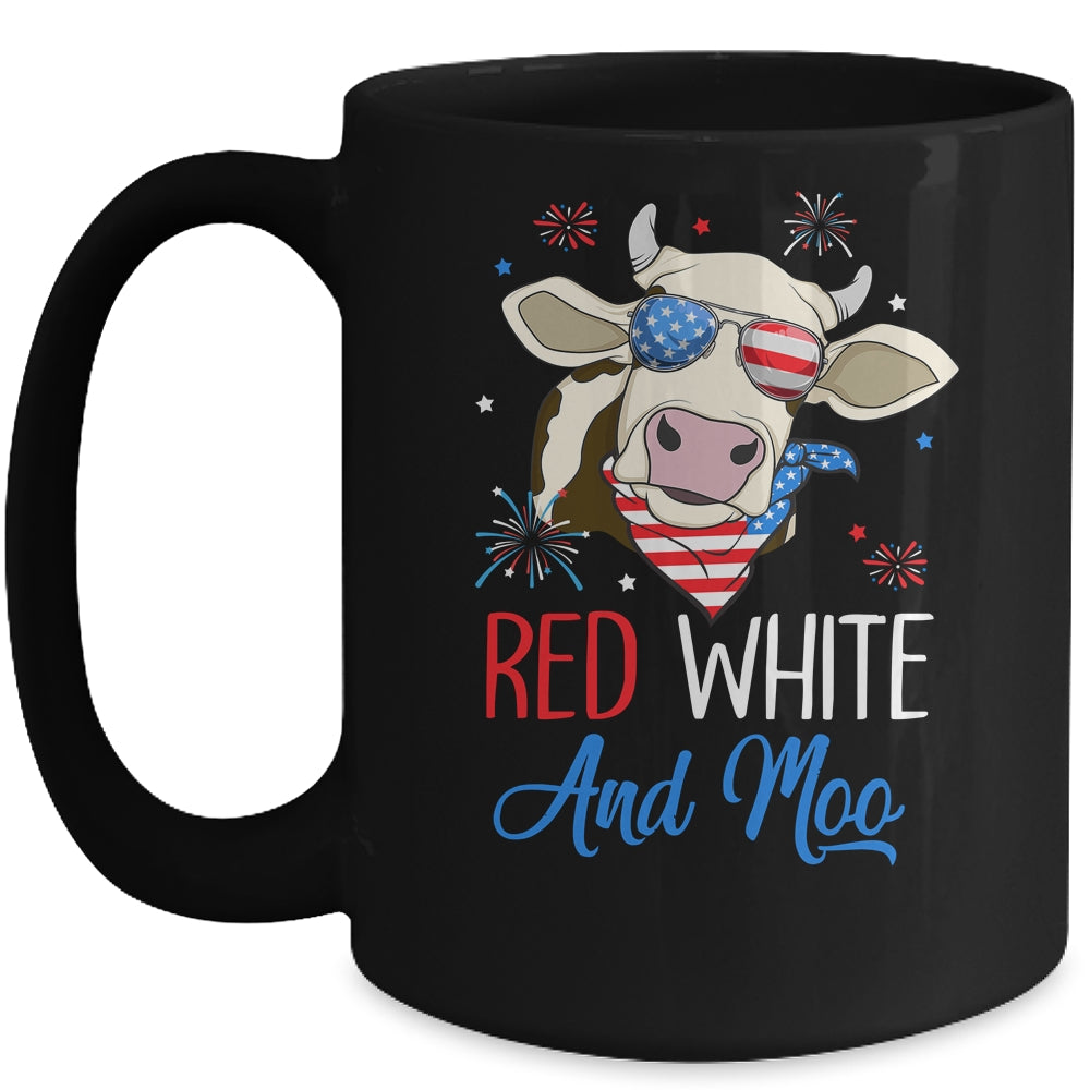 Red White And Moo Cow USA Flag 4th Of July Mug | siriusteestore