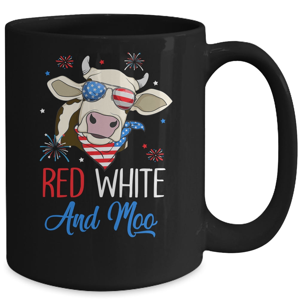 Red White And Moo Cow USA Flag 4th Of July Mug | siriusteestore