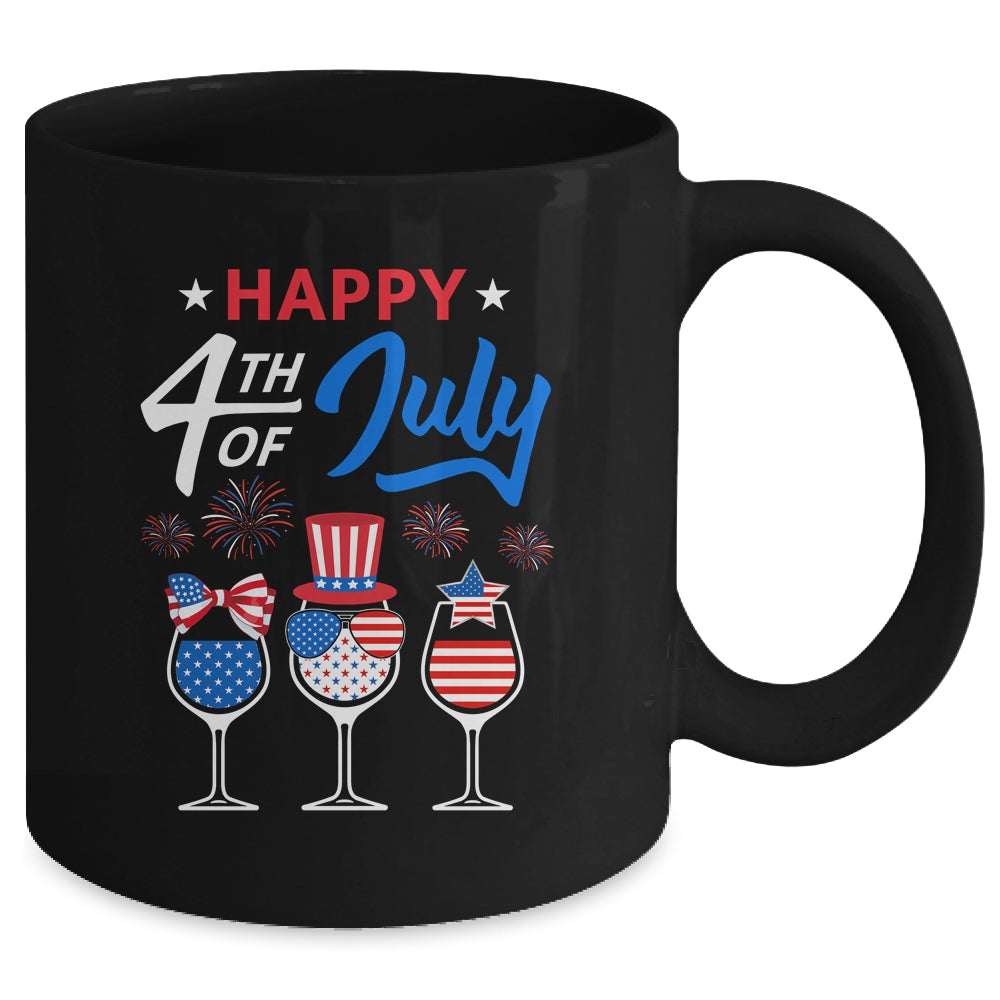 Red White Blue Wine Glass USA Flag Happy 4th Of July Mug | siriusteestore