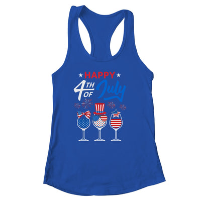 Red White Blue Wine Glass USA Flag Happy 4th Of July Shirt & Tank Top | siriusteestore