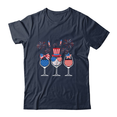 Red White Blue Wine Glasses American Flag Happy 4th Of July Shirt & Tank Top | siriusteestore