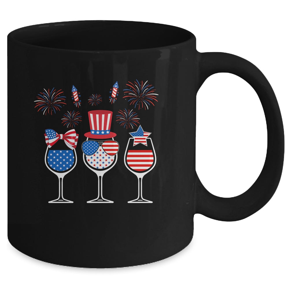 Red White Blue Wine Glasses American Flag Happy 4th Of July Mug | siriusteestore