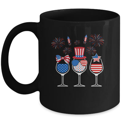 Red White Blue Wine Glasses American Flag Happy 4th Of July Mug | siriusteestore