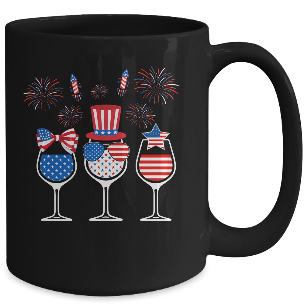 Red White Blue Wine Glasses American Flag Happy 4th Of July Mug | siriusteestore