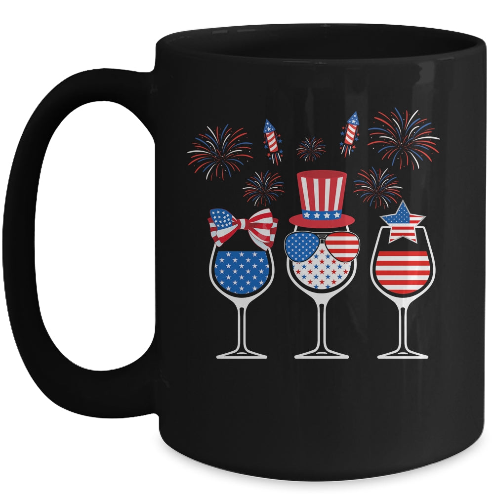 Red White Blue Wine Glasses American Flag Happy 4th Of July Mug | siriusteestore