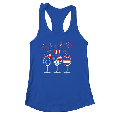 Red White Blue Wine Glasses American Flag Happy 4th Of July Shirt & Tank Top | siriusteestore