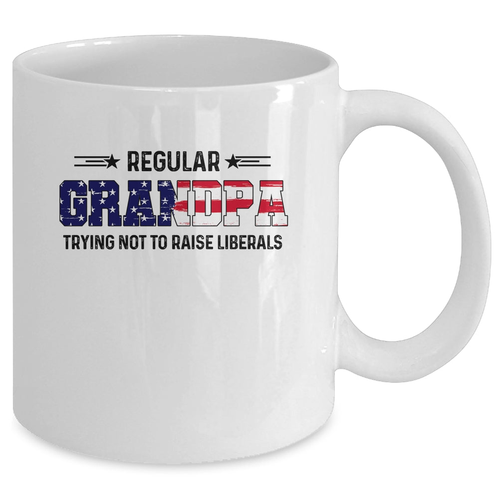 Regular Grandpa Trying Not To Raise Liberal American USA Flag Mug | siriusteestore
