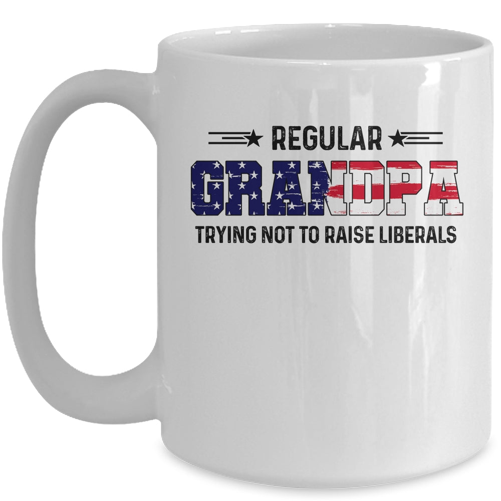 Regular Grandpa Trying Not To Raise Liberal American USA Flag Mug | siriusteestore