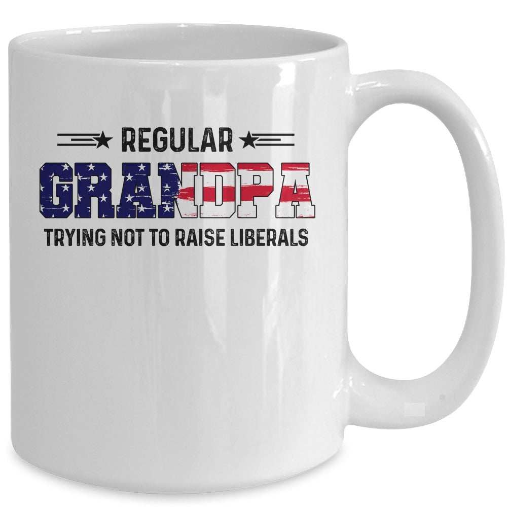 Regular Grandpa Trying Not To Raise Liberal American USA Flag Mug | siriusteestore