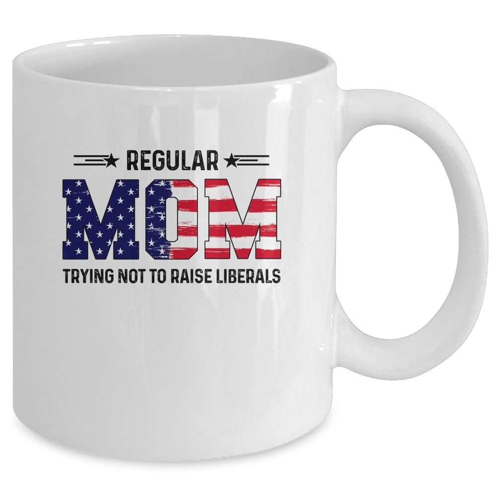 Regular Mom Trying Not To Raise Liberal American USA Flag Mug | siriusteestore