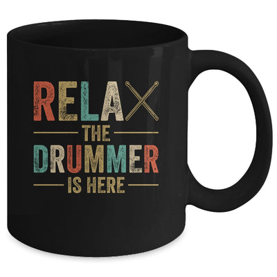 Relax The Drummer Is Here Funny Drummer Design For Men Retro Mug | siriusteestore