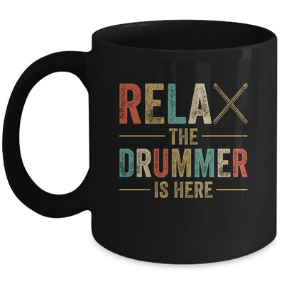 Relax The Drummer Is Here Funny Drummer Design For Men Retro Mug | siriusteestore