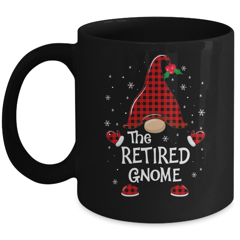 Retired Gnome Buffalo Plaid Matching Christmas Pajama Gift Mug | siriusteestore