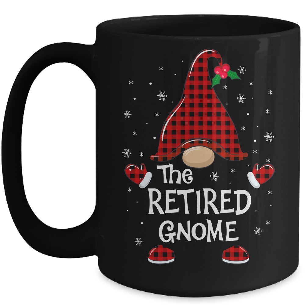 Retired Gnome Buffalo Plaid Matching Christmas Pajama Gift Mug | siriusteestore