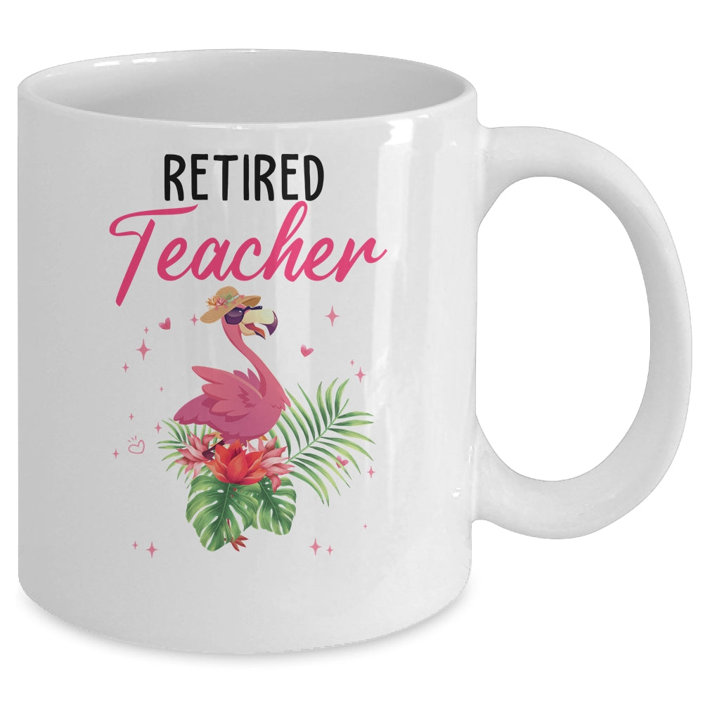 Retired Teacher Tropical Pink Flamingo Teacher Retirement Mug | siriusteestore