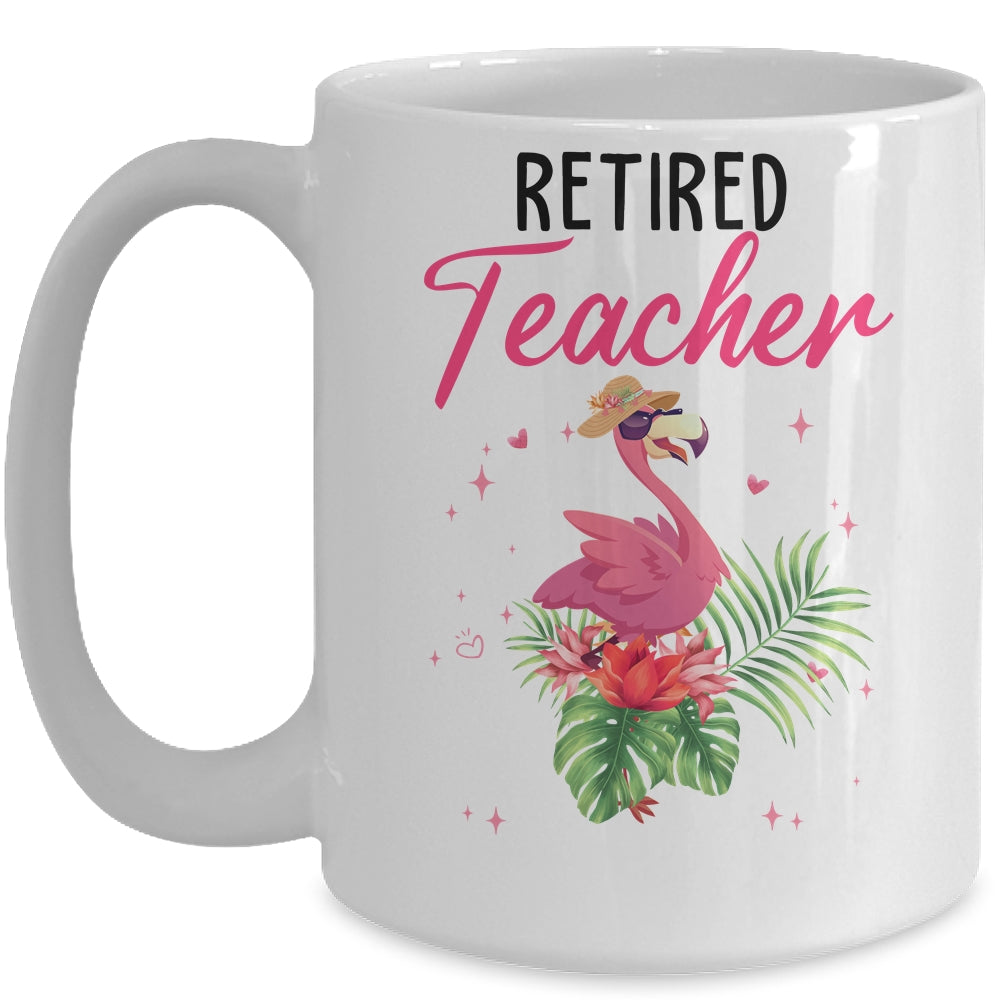 Retired Teacher Tropical Pink Flamingo Teacher Retirement Mug | siriusteestore