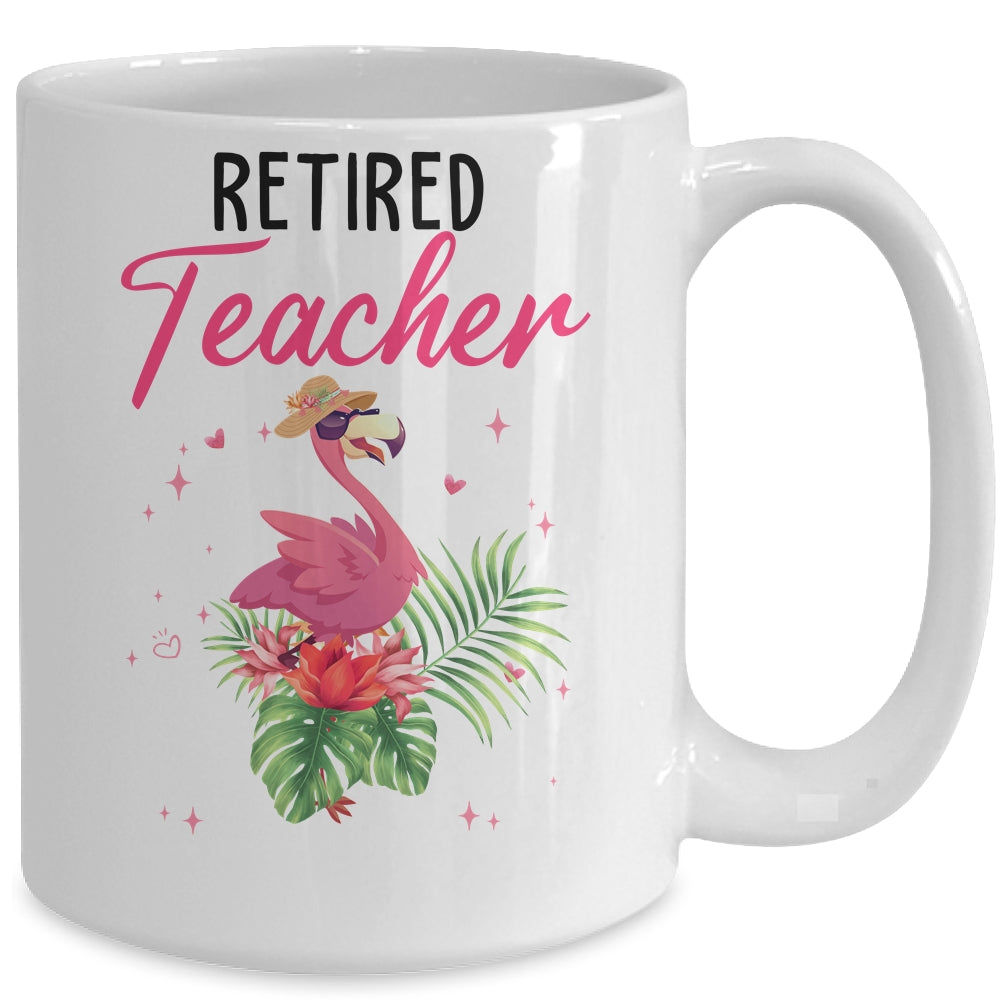 Retired Teacher Tropical Pink Flamingo Teacher Retirement Mug | siriusteestore