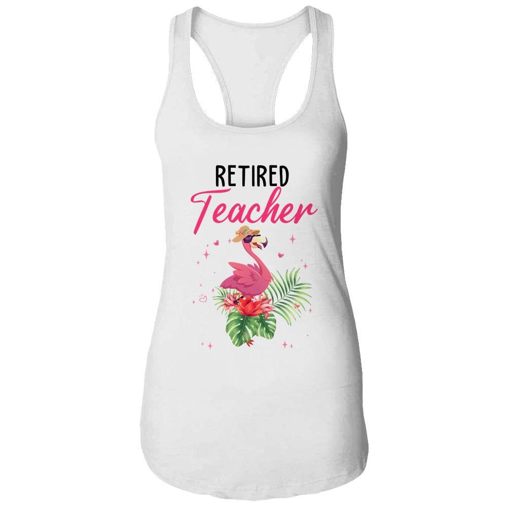 Retired Teacher Tropical Pink Flamingo Teacher Retirement Shirt & Tank Top | siriusteestore