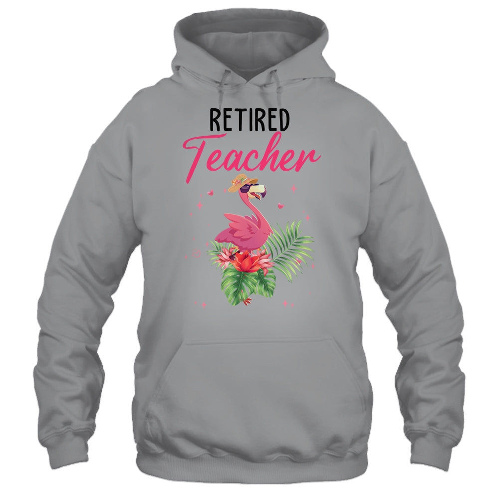 Retired Teacher Tropical Pink Flamingo Teacher Retirement Shirt & Tank Top | siriusteestore