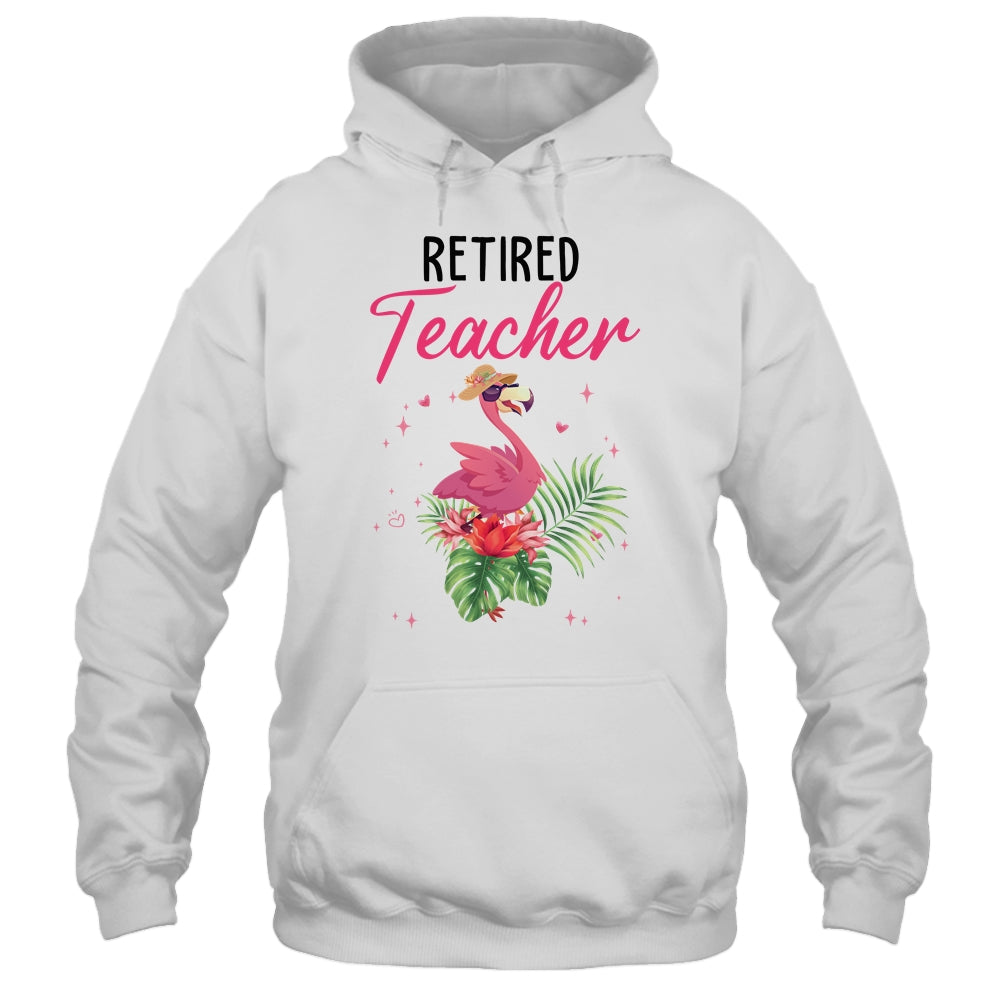 Retired Teacher Tropical Pink Flamingo Teacher Retirement Shirt & Tank Top | siriusteestore