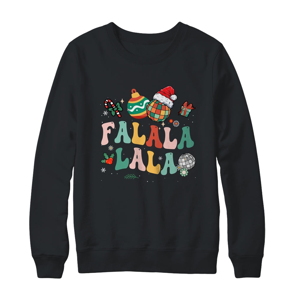 Retro Groovy Fa La La Christmas Cute Santa Hat Xmas Lights Shirt & Sweatshirt | siriusteestore