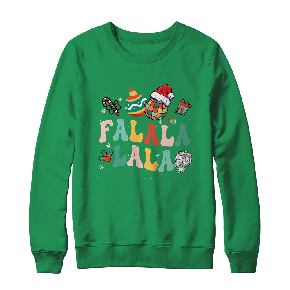 Retro Groovy Fa La La Christmas Cute Santa Hat Xmas Lights Shirt & Sweatshirt | siriusteestore