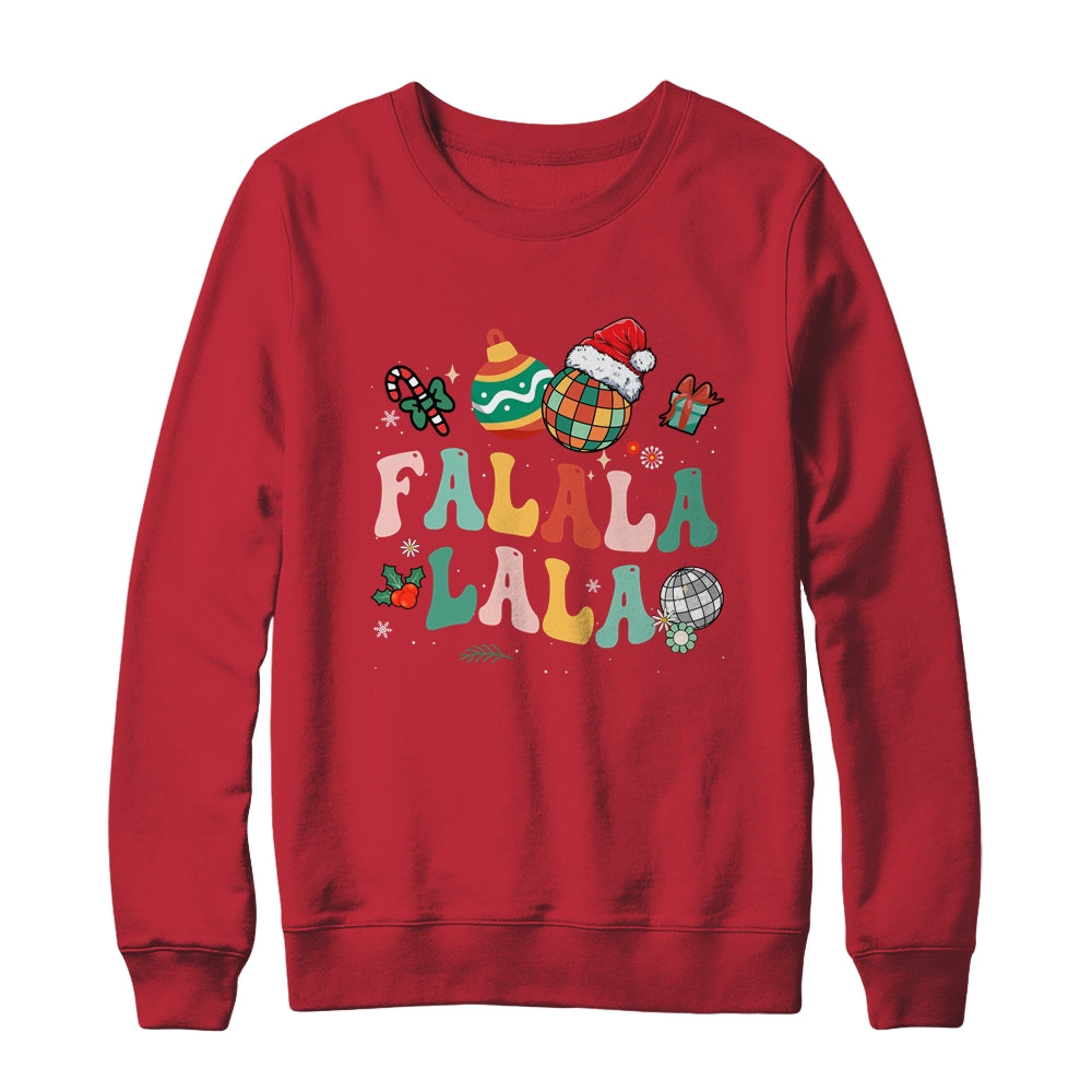 Retro Groovy Fa La La Christmas Cute Santa Hat Xmas Lights Shirt & Sweatshirt | siriusteestore