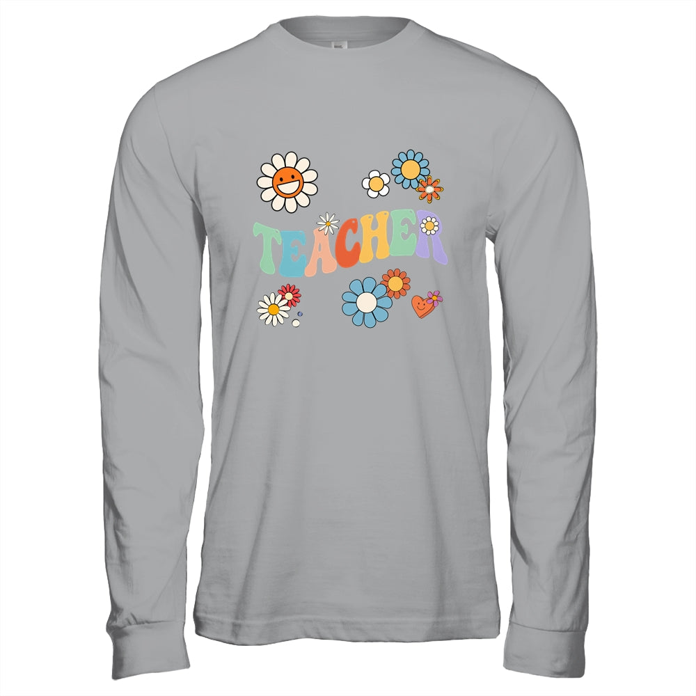Retro Groovy Flower Teacher For Women Back To School Shirt & Hoodie | siriusteestore