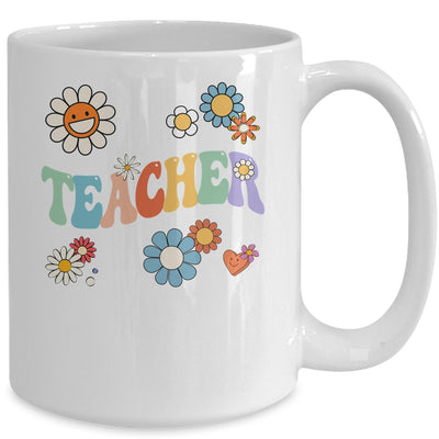 Retro Groovy Flower Teacher For Women Back To School Mug | siriusteestore