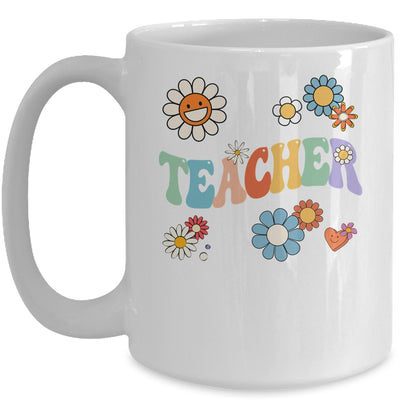 Retro Groovy Flower Teacher For Women Back To School Mug | siriusteestore