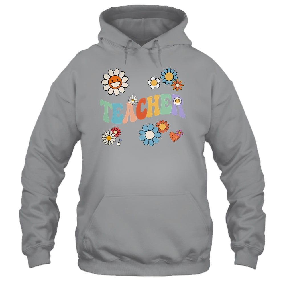 Retro Groovy Flower Teacher For Women Back To School Shirt & Hoodie | siriusteestore