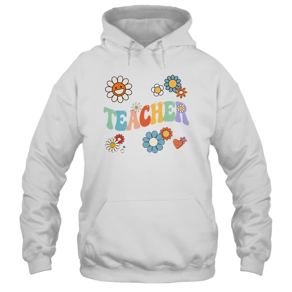 Retro Groovy Flower Teacher For Women Back To School Shirt & Hoodie | siriusteestore