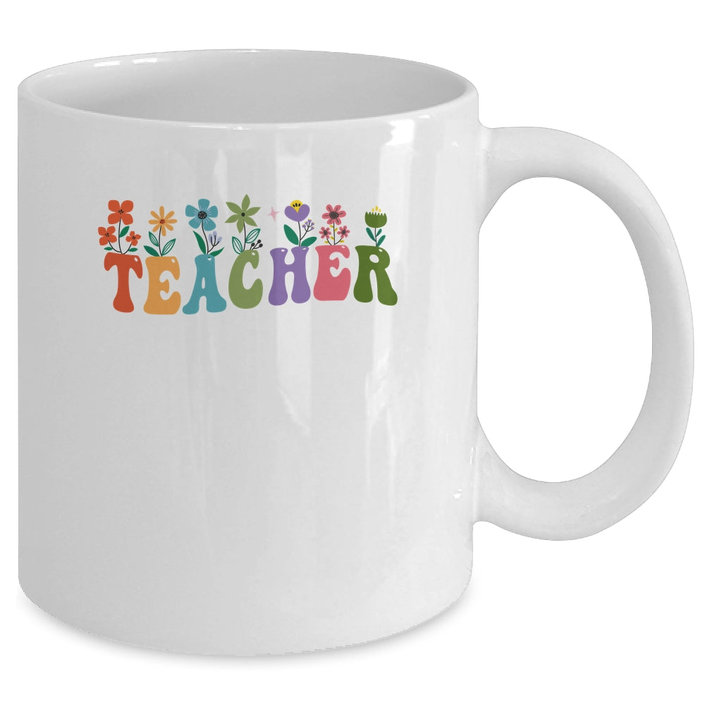 Retro Groovy Flower Teacher Women Mug | siriusteestore