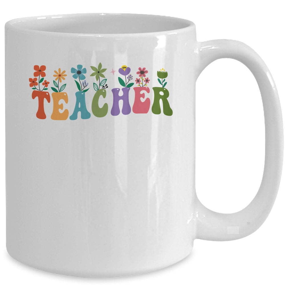 Retro Groovy Flower Teacher Women Mug | siriusteestore