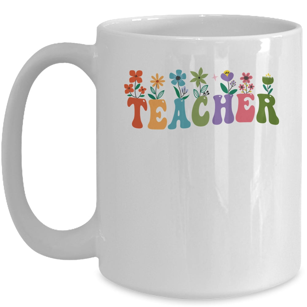 Retro Groovy Flower Teacher Women Mug | siriusteestore