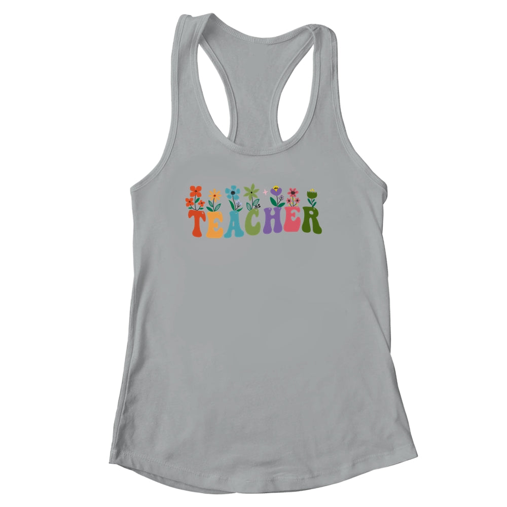 Retro Groovy Flower Teacher Women Shirt & Tank Top | siriusteestore
