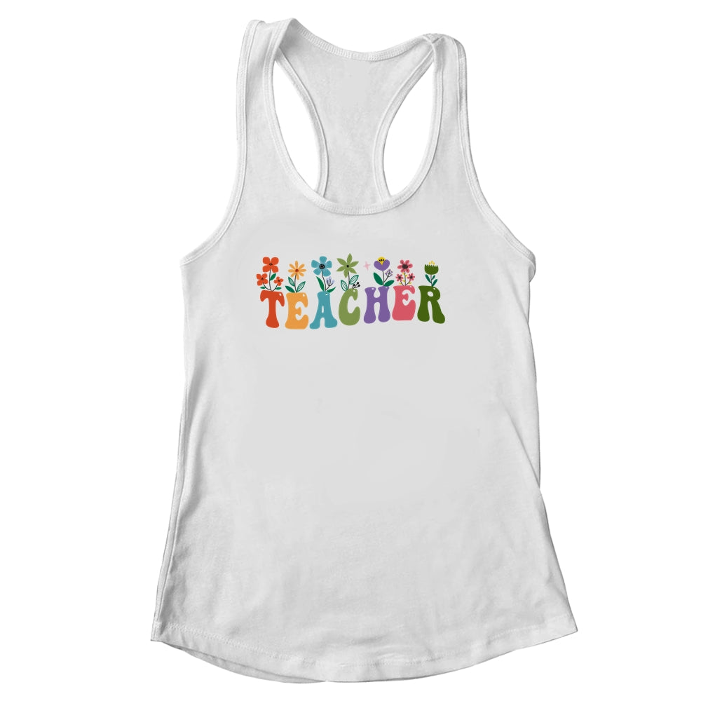 Retro Groovy Flower Teacher Women Shirt & Tank Top | siriusteestore