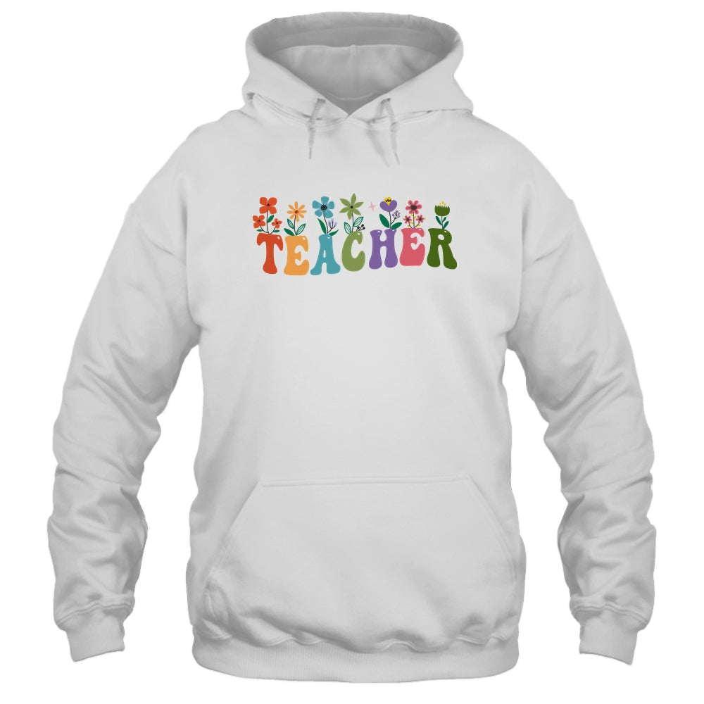 Retro Groovy Flower Teacher Women Shirt & Tank Top | siriusteestore